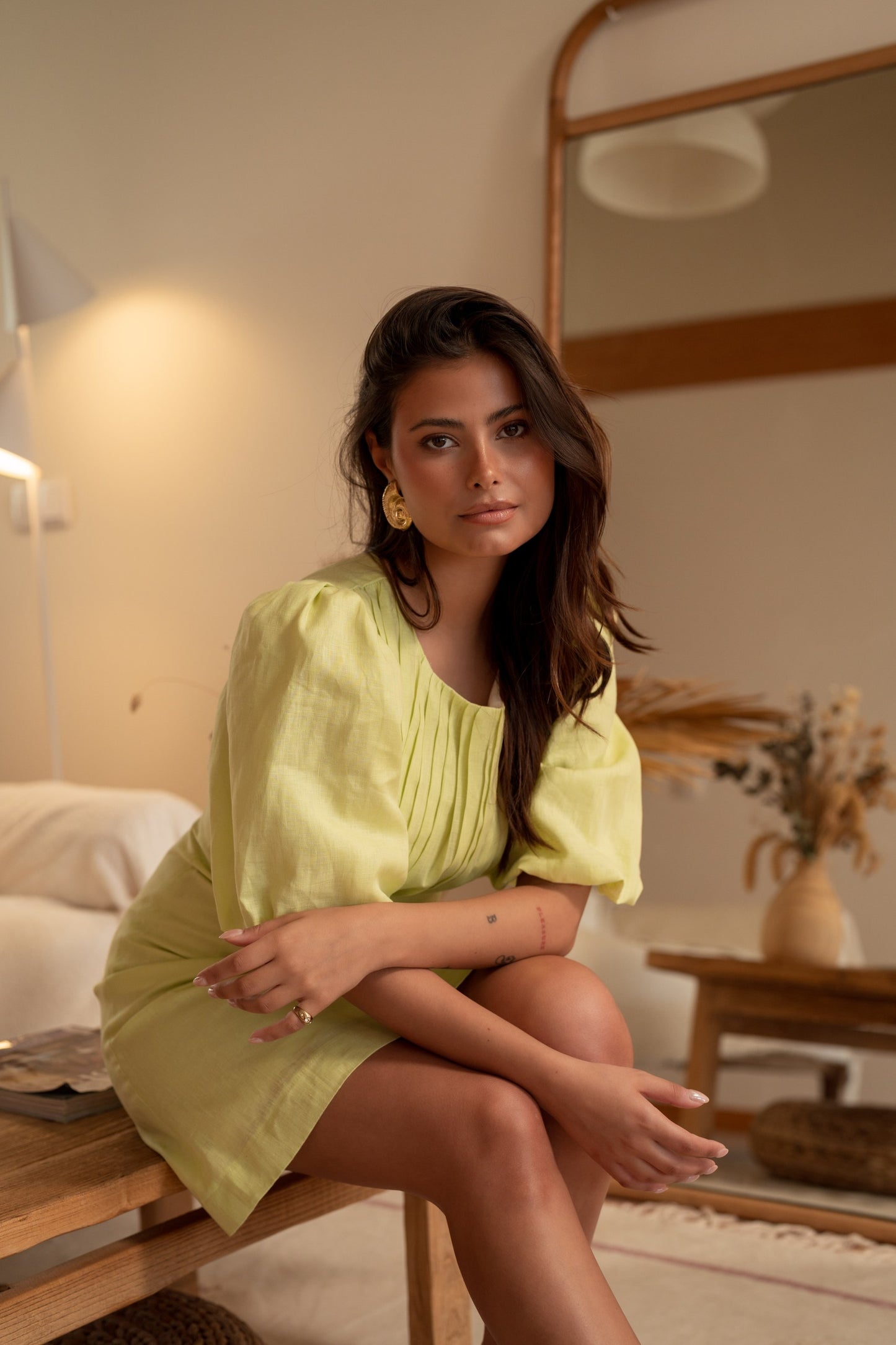 Chloe Short Dress - Lime