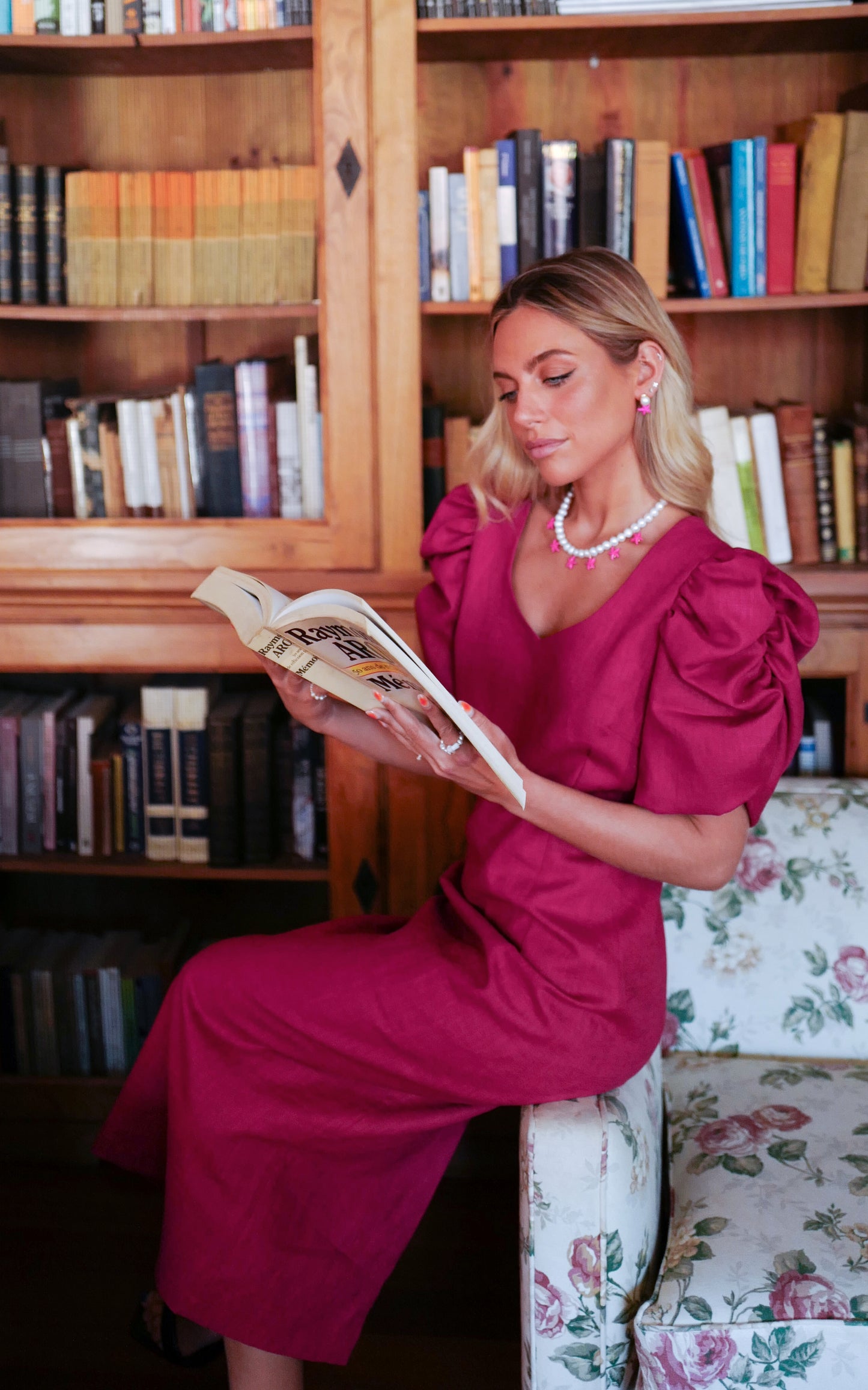 Alba Linen Dress - Fucshia