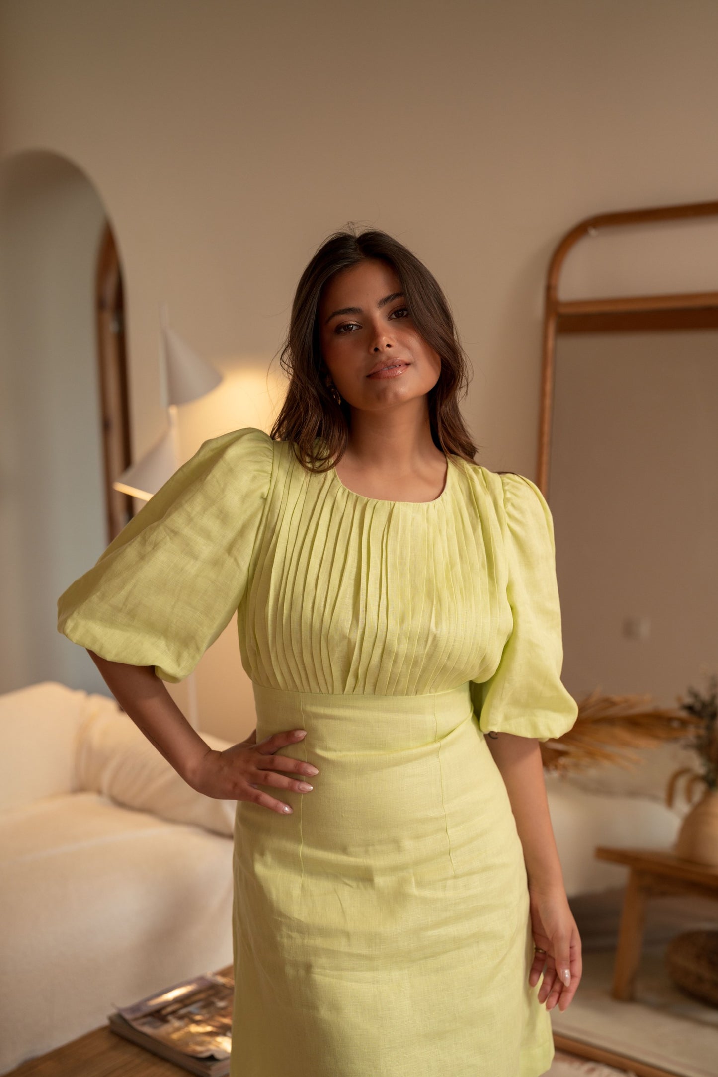 Chloe Short Dress - Lime