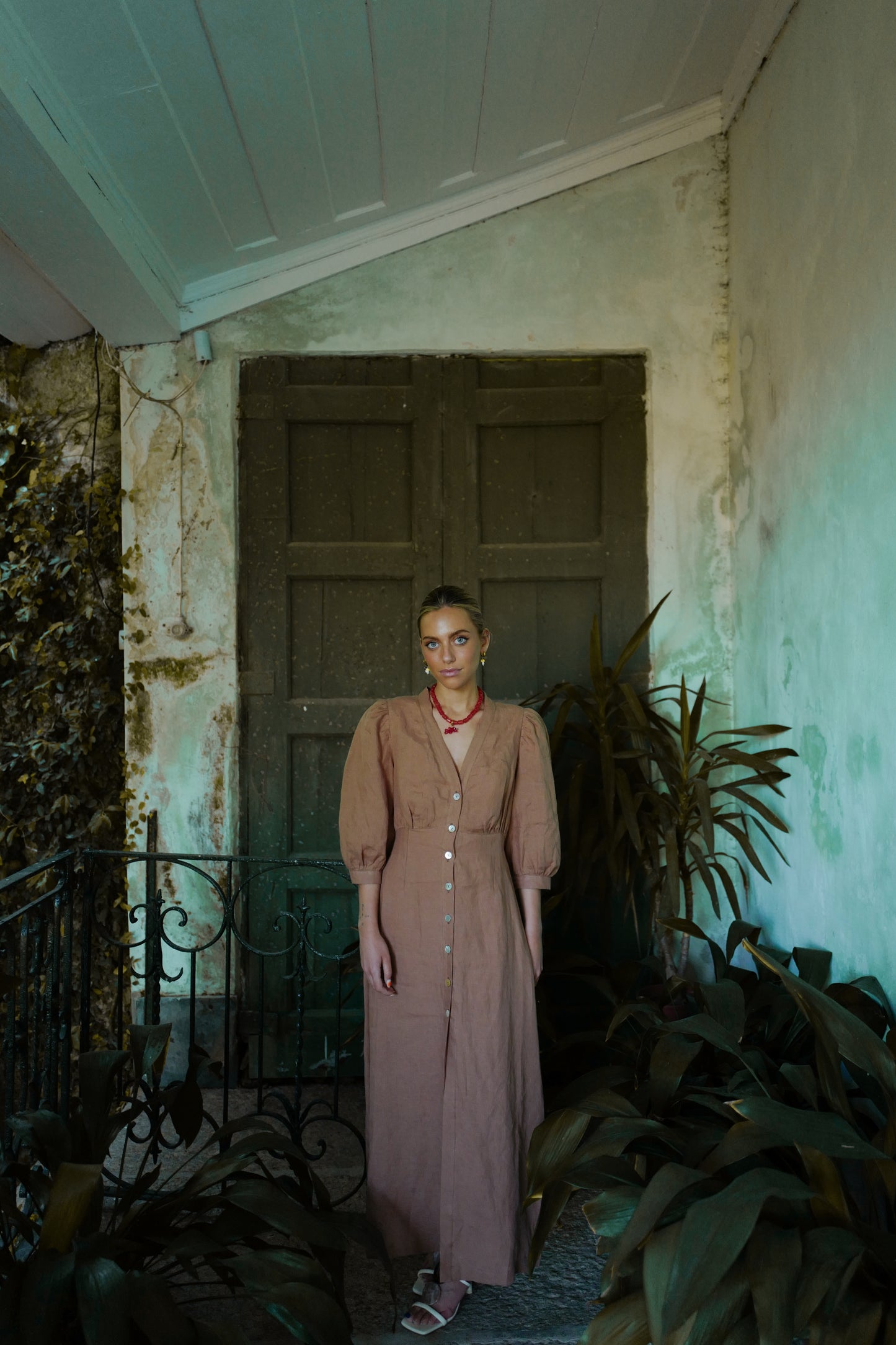 Vestido de lino Amelia - Terracota
