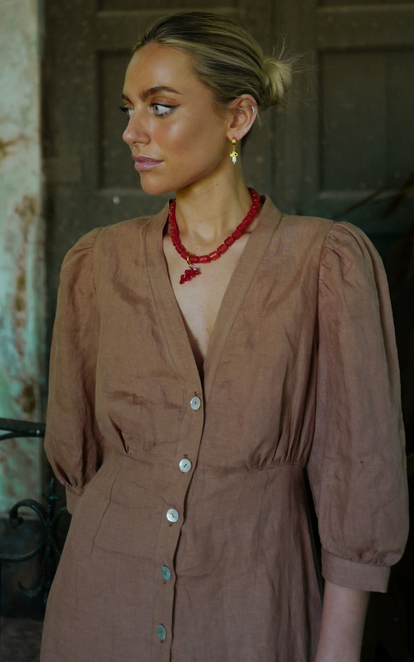 Vestido de lino Amelia - Terracota