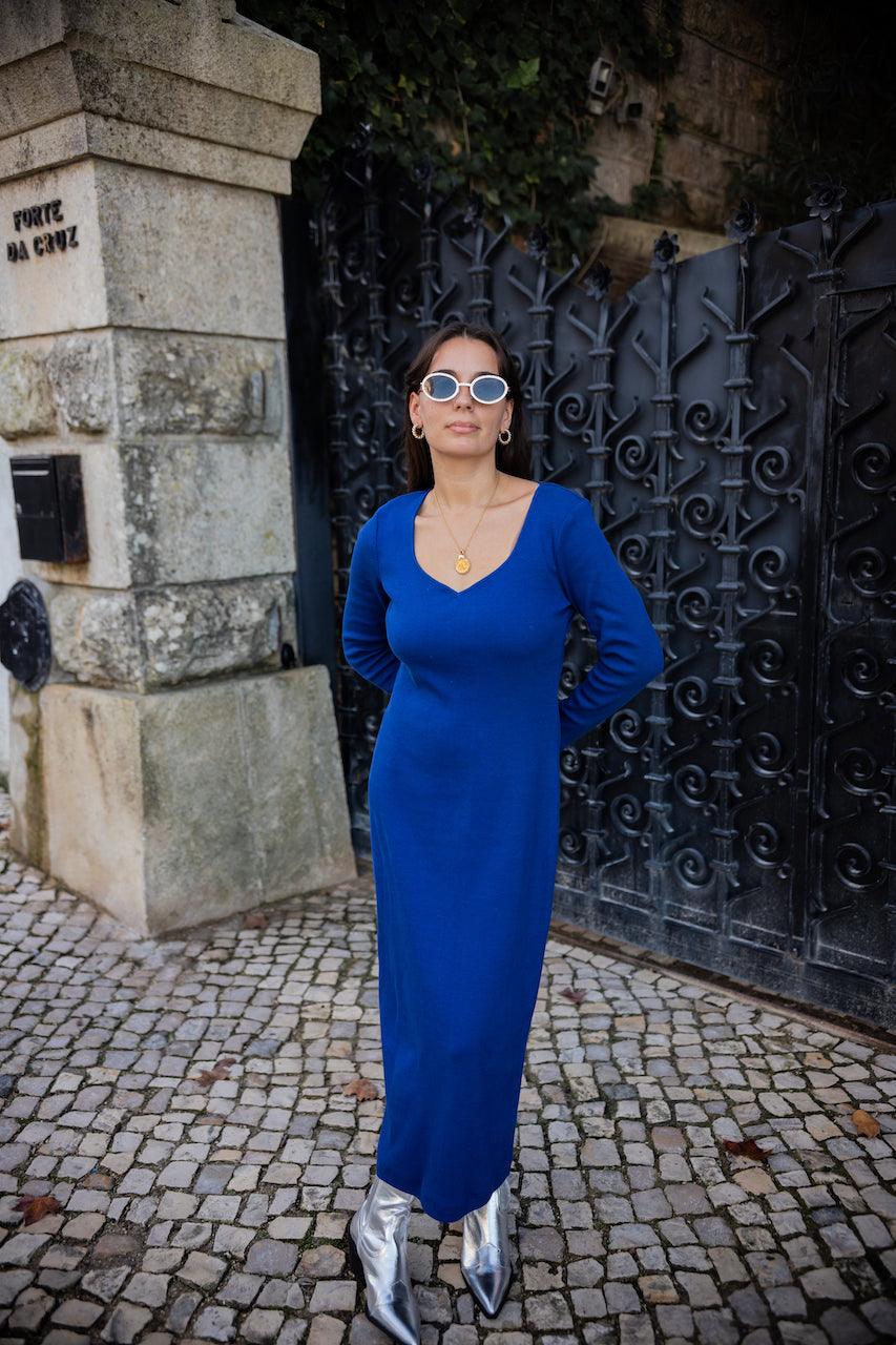 Jane Knit Dress - Royal Blue - Fluffy Feet