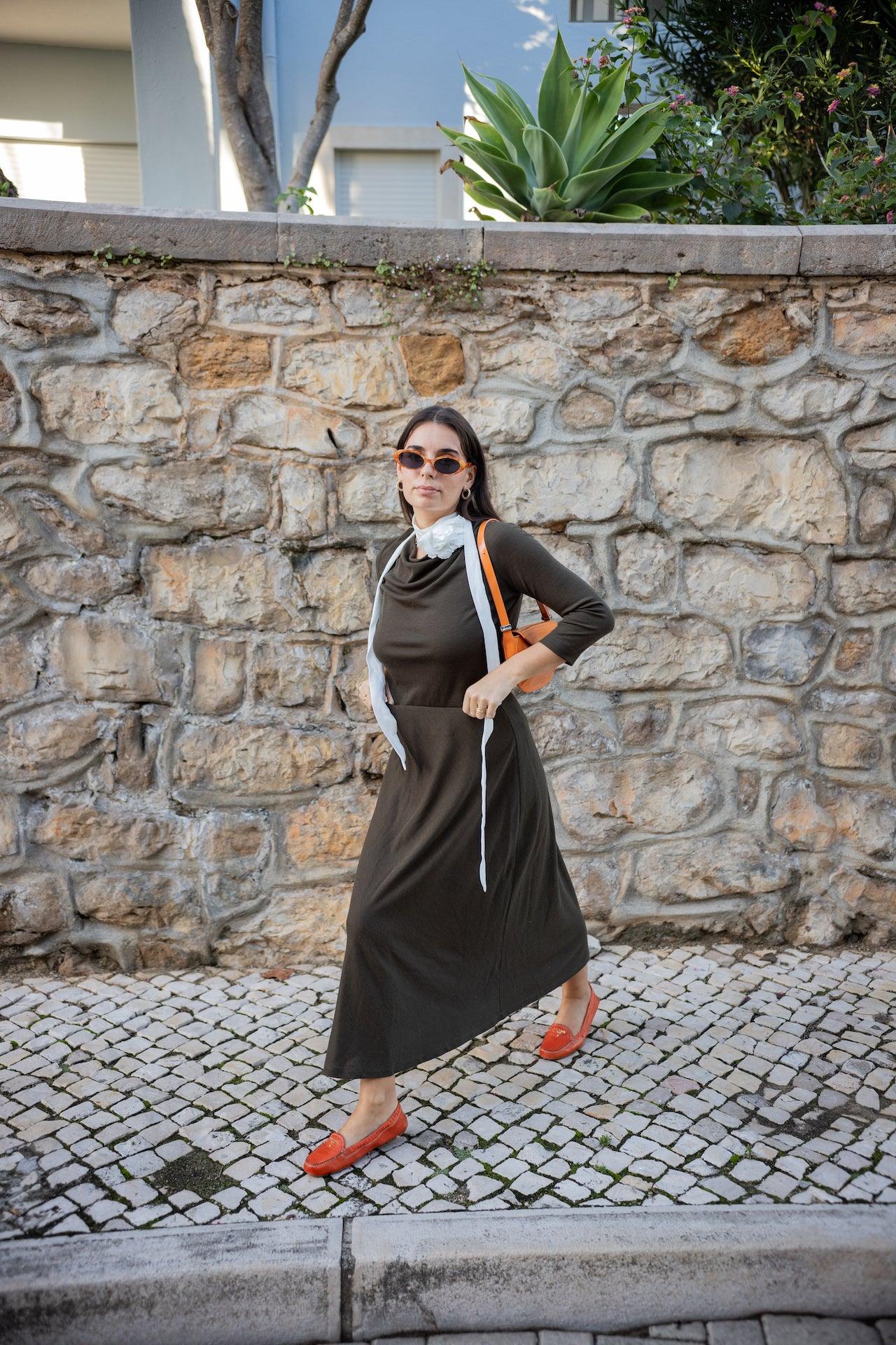 Margaret Midi Skirt - Khaki - Fluffy Feet