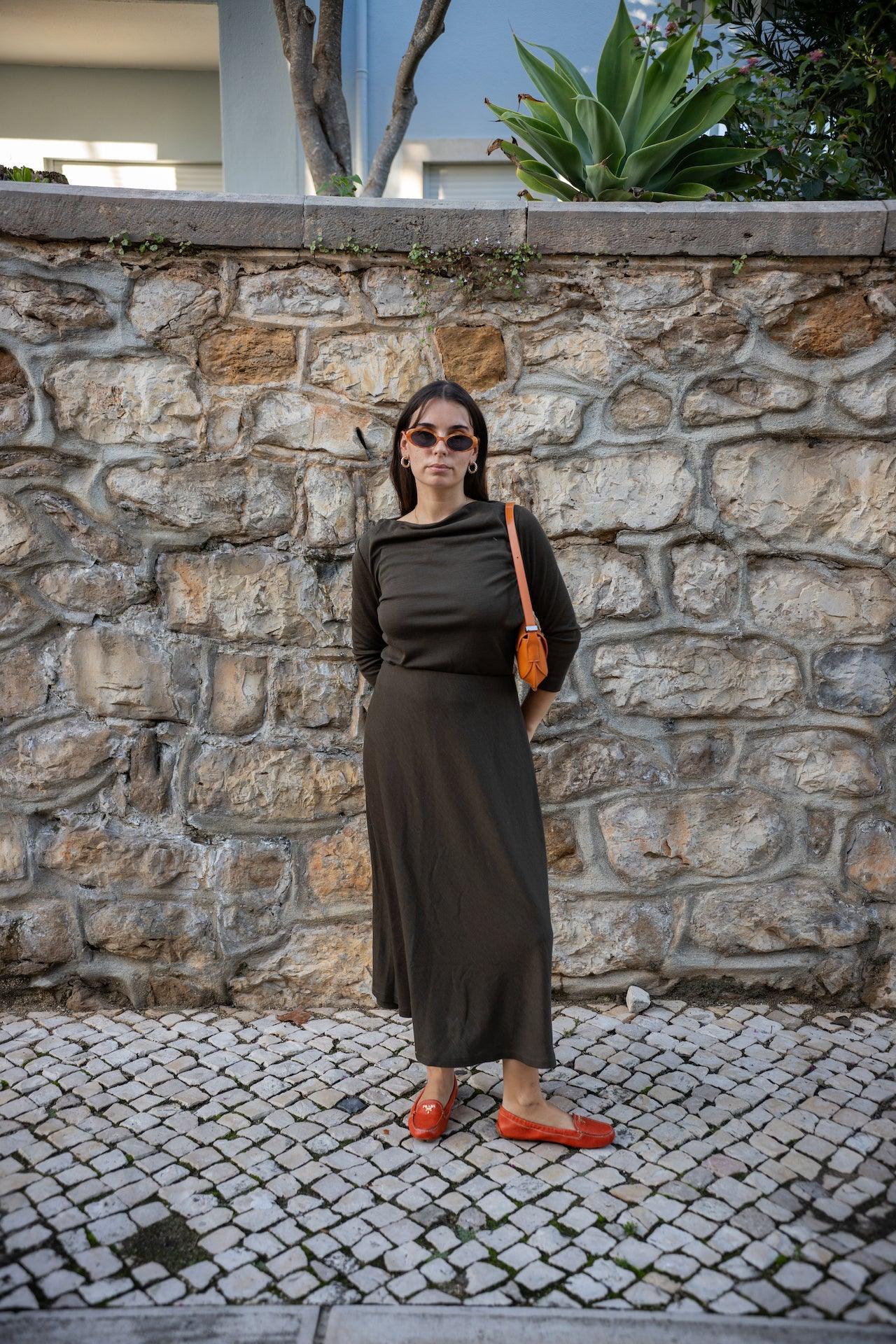 Margaret Midi Skirt - Khaki - Fluffy Feet