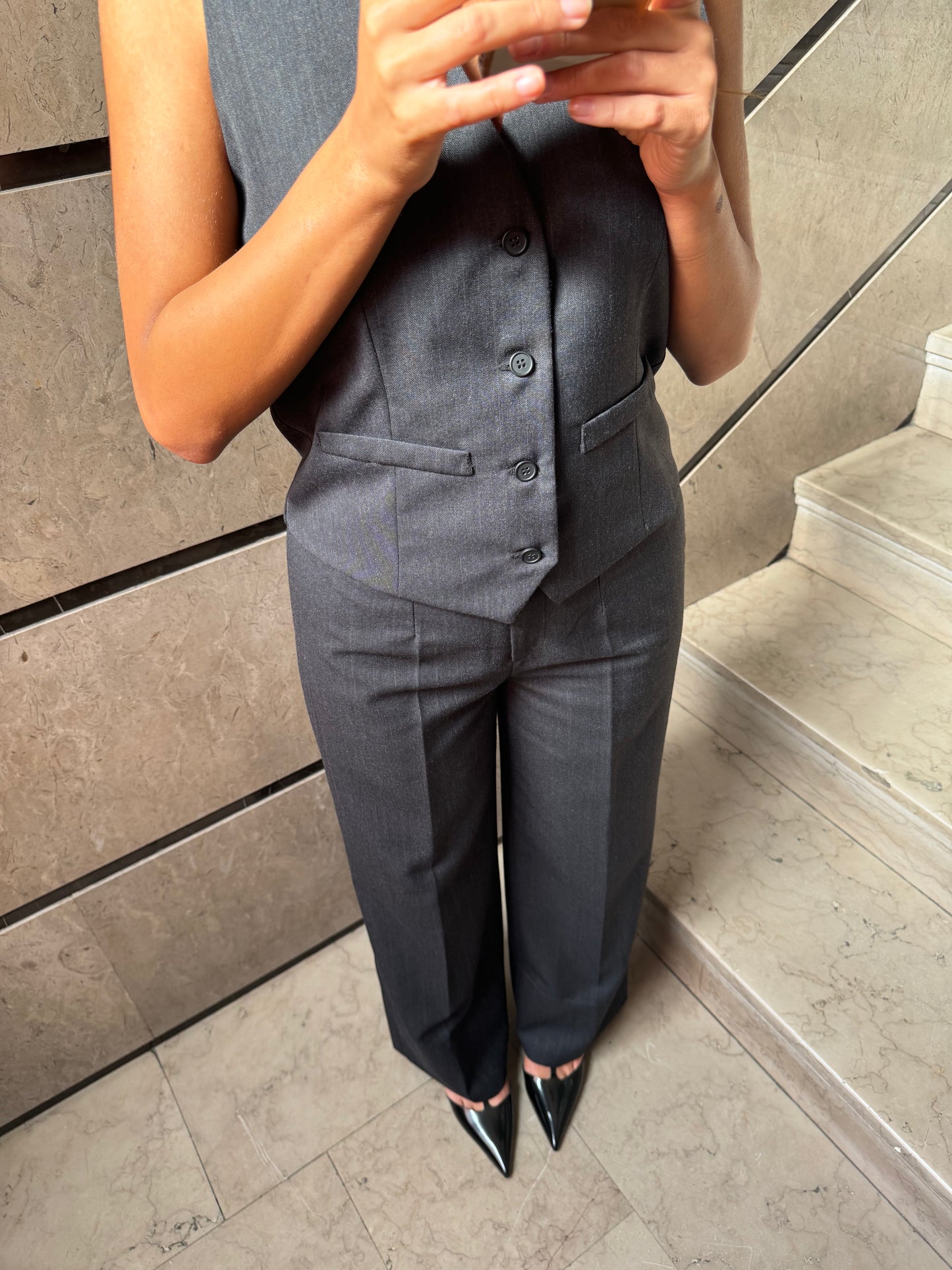 Lauren Vest - Pinstripe Dark Grey