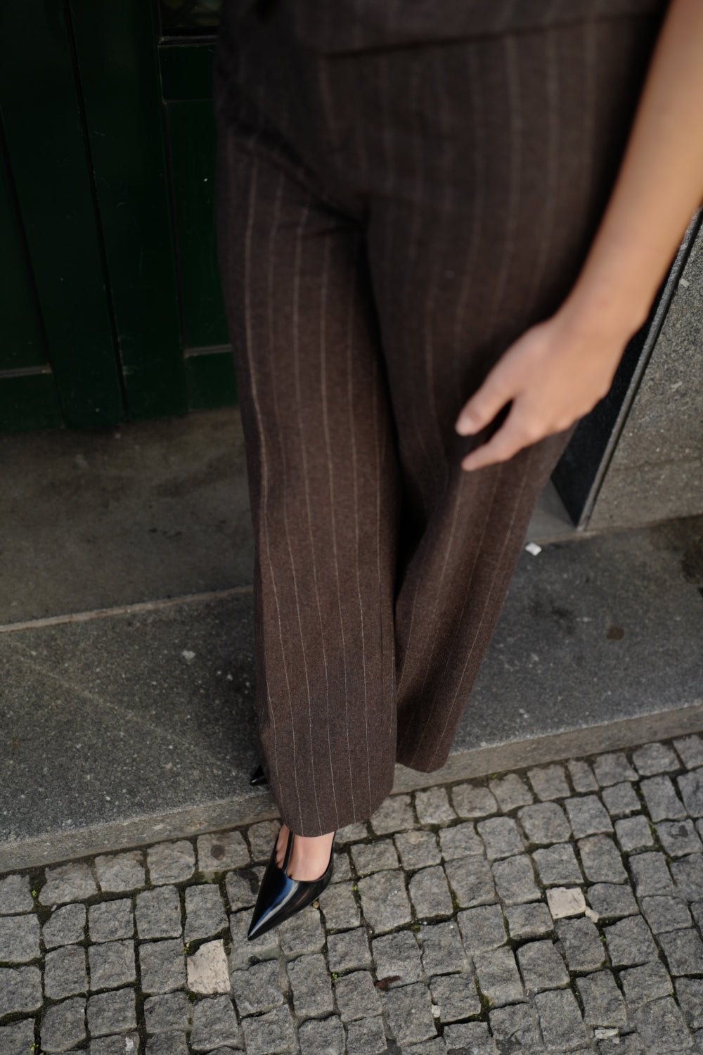 Anitta Wool Blend Pants - Pinstripe Brown