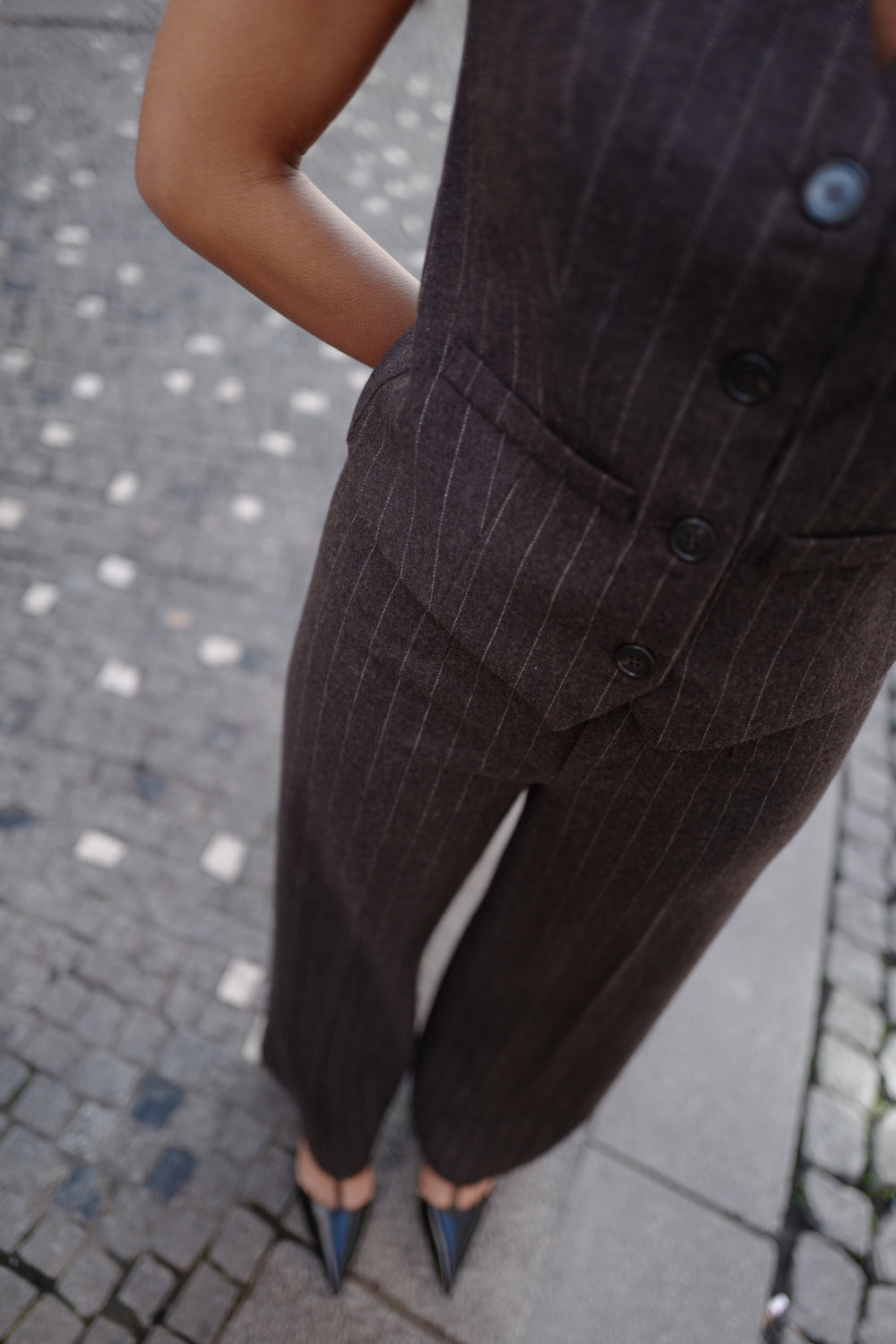 Anitta Wool Blend Pants - Pinstripe Brown