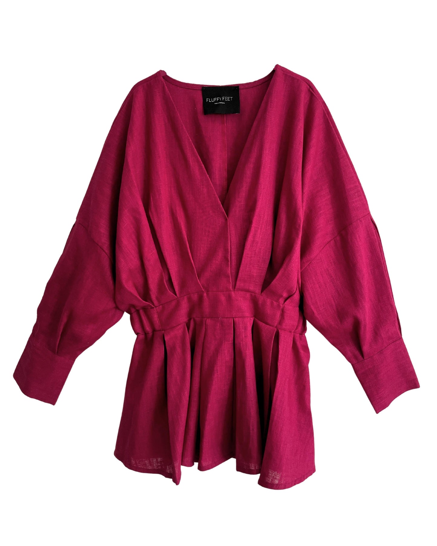 Margot Blouse Linen | Fuschia - Fluffy Feet