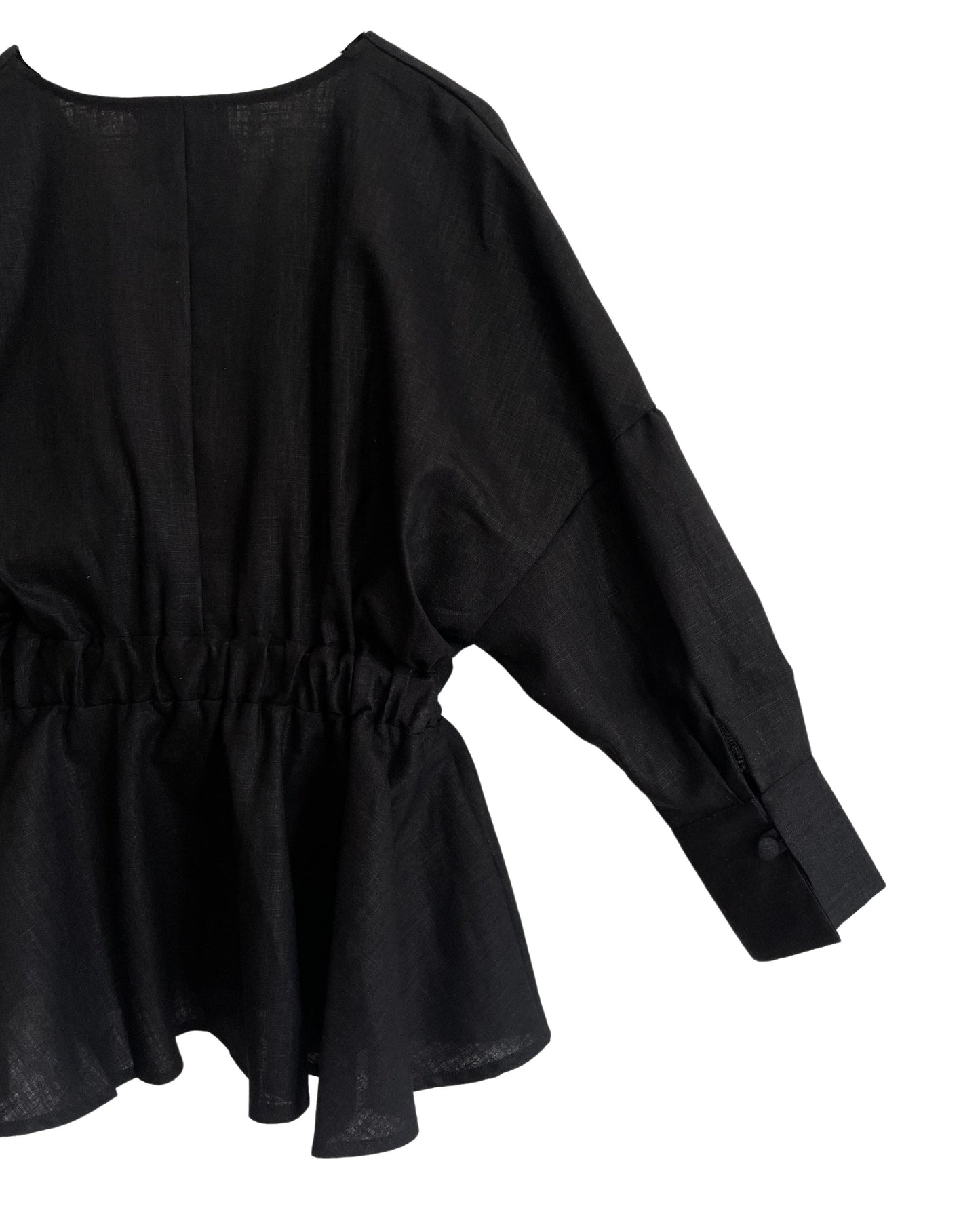 Margot Blouse Linen | Black - Fluffy Feet