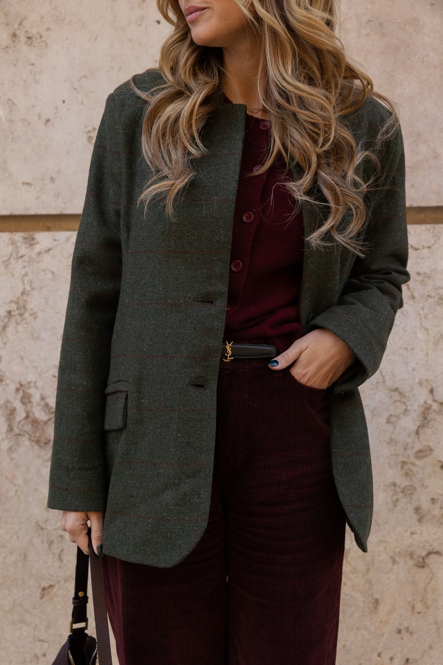 Blazer de lana Louis - Cuadros verde oliva