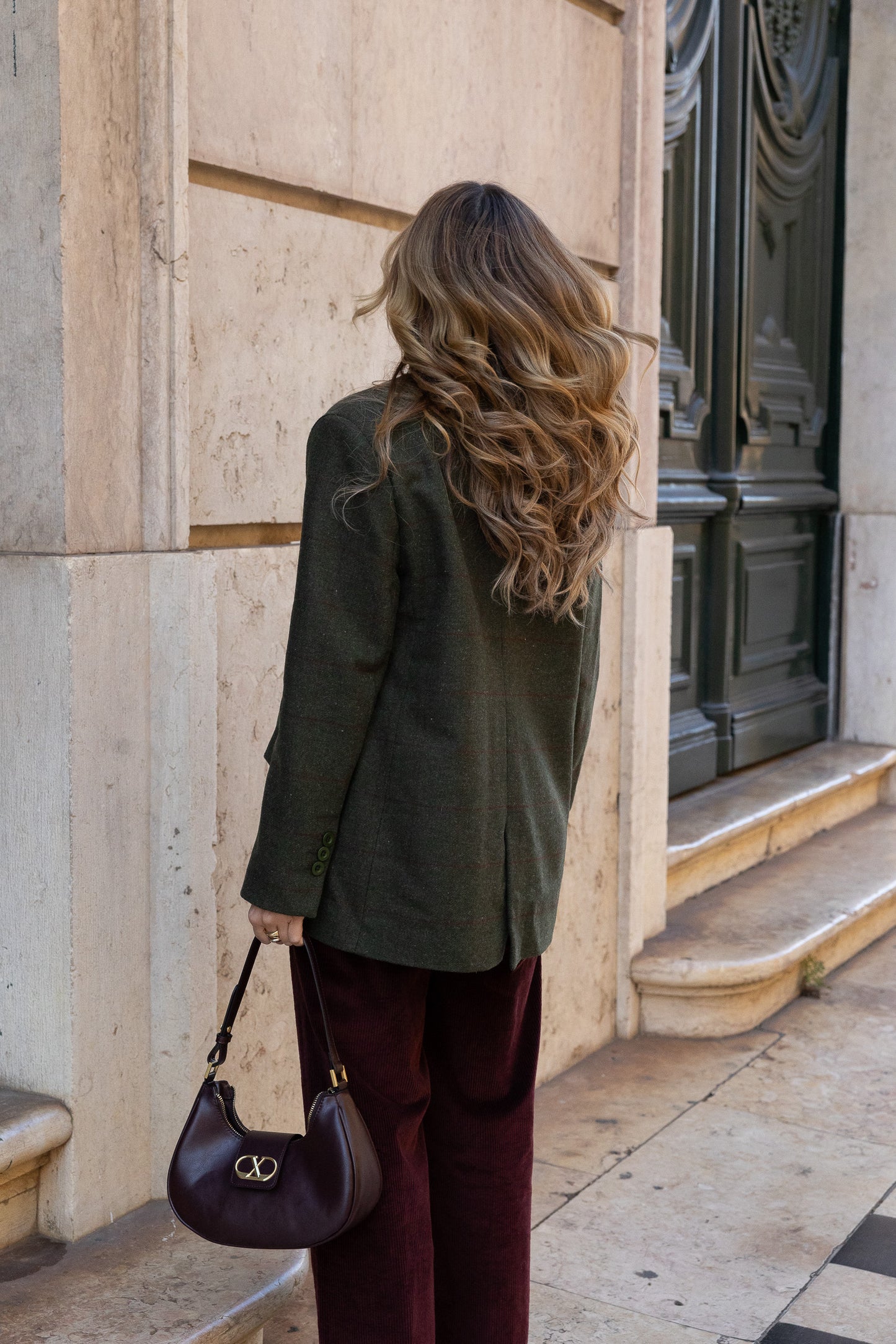 Blazer de lana Louis - Cuadros verde oliva