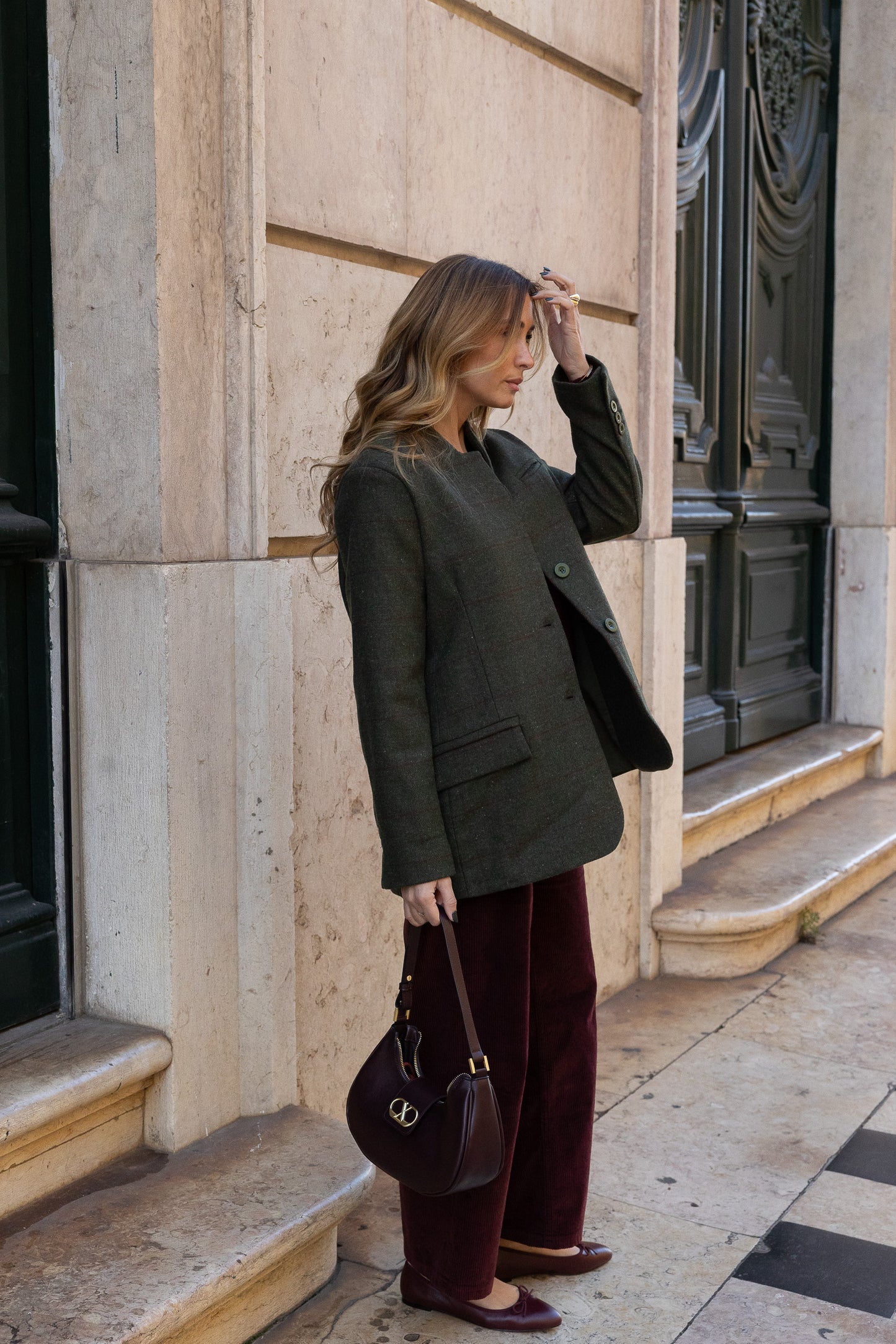 Blazer de lana Louis - Cuadros verde oliva
