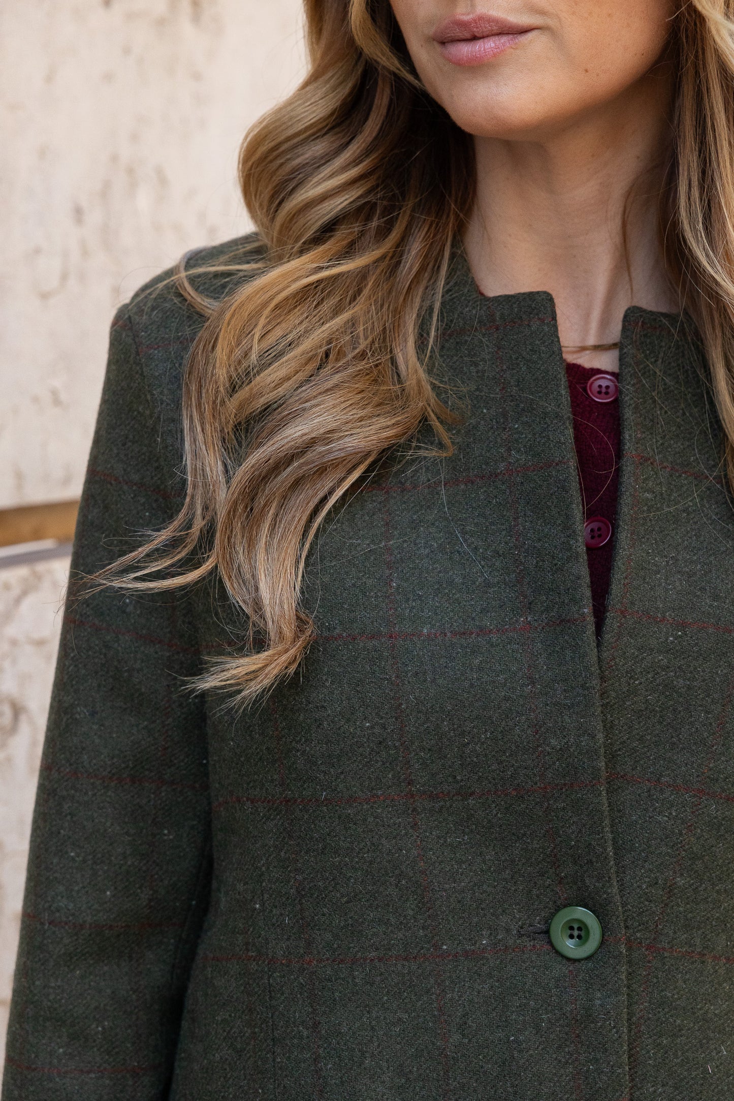Blazer de lana Louis - Cuadros verde oliva