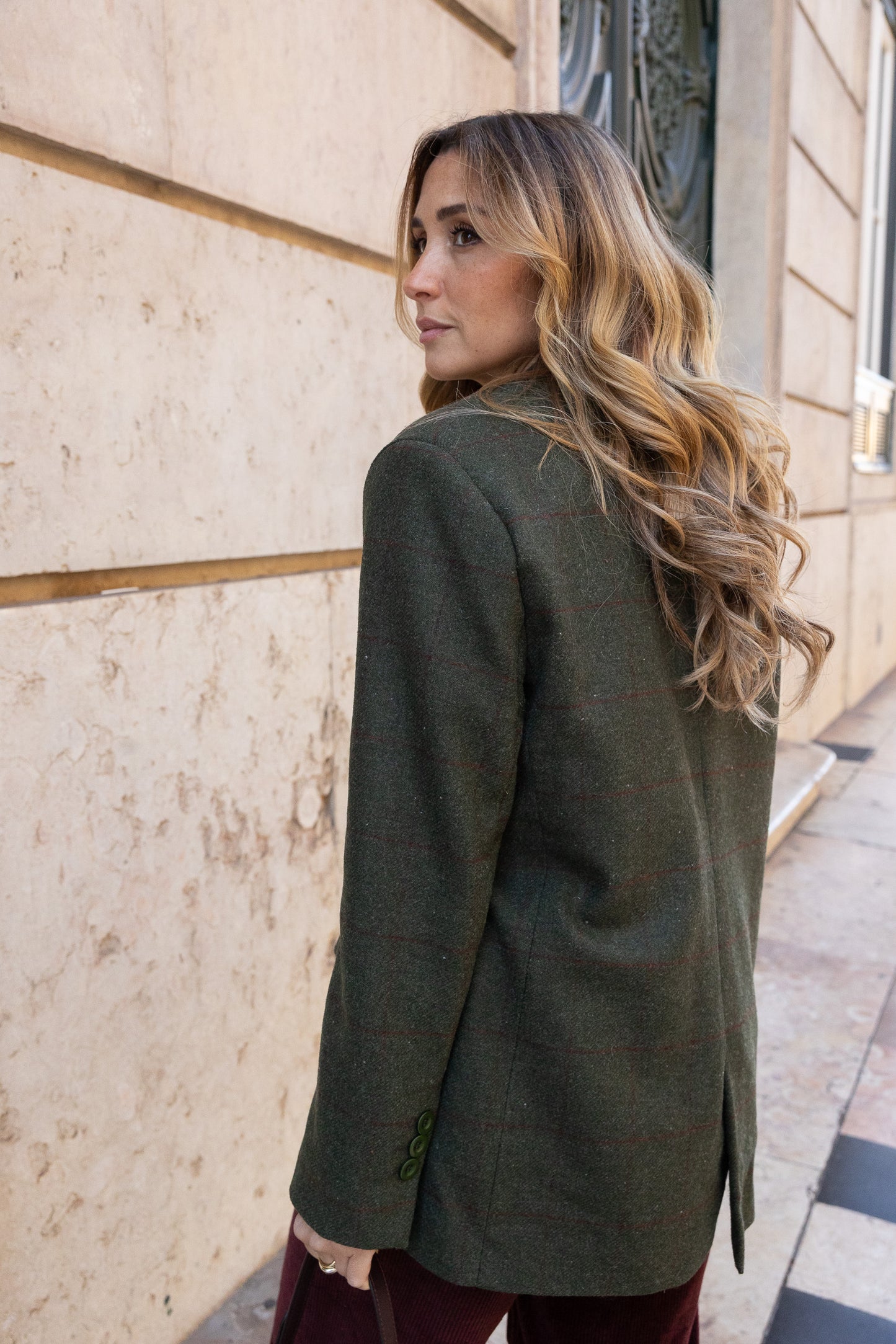 Blazer de lana Louis - Cuadros verde oliva