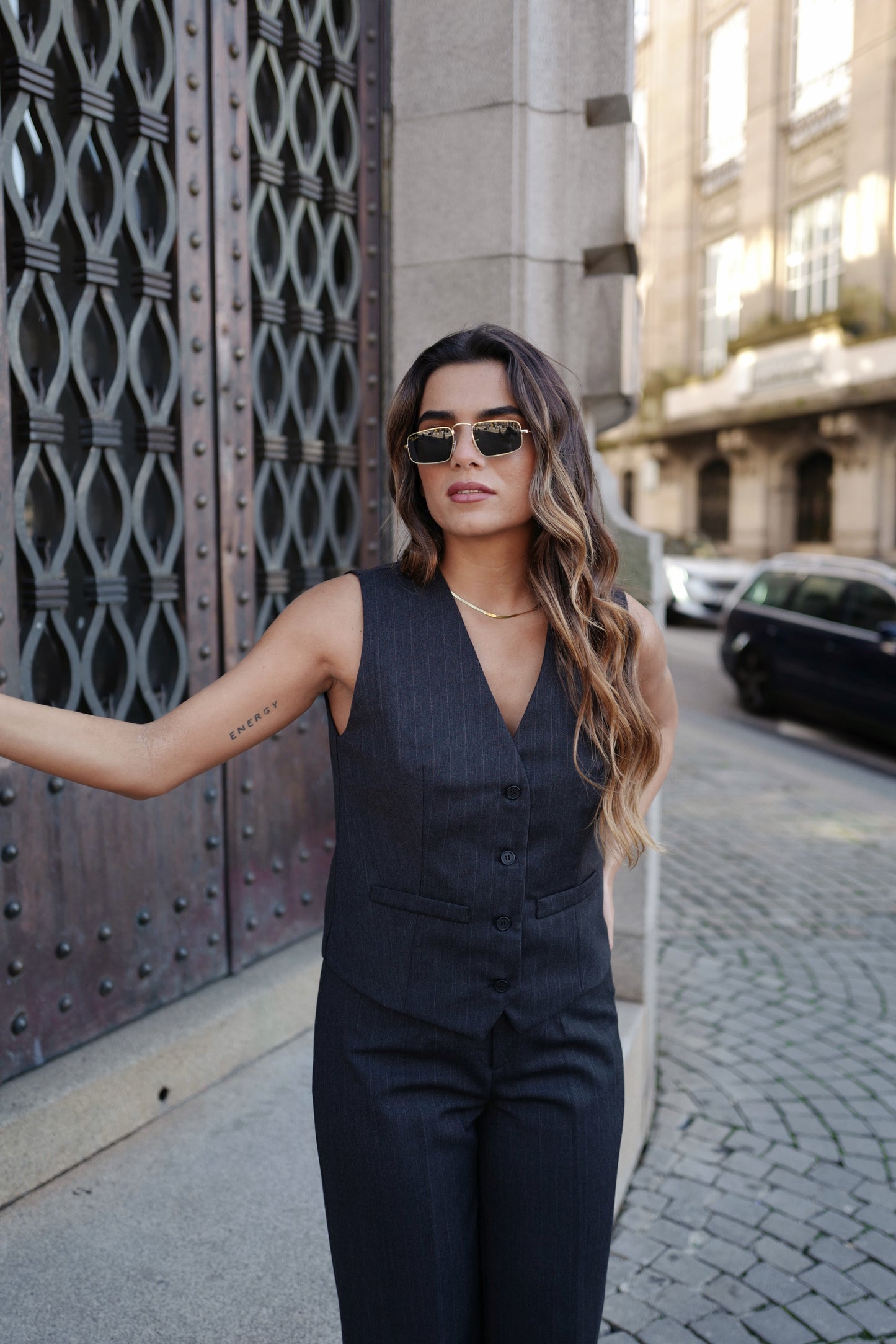 Lauren Vest - Pinstripe Dark Grey