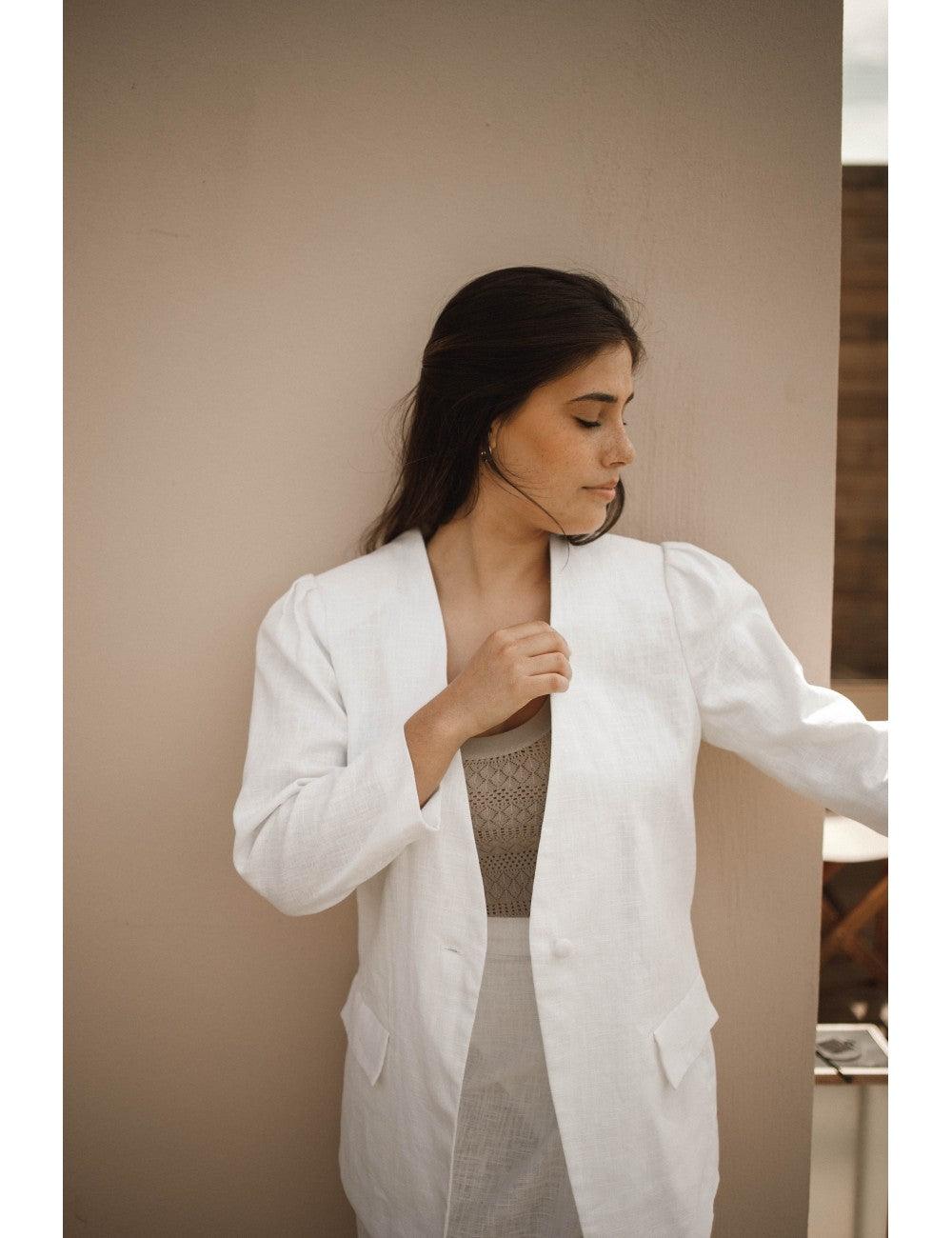 Blazer Aurora Linen | White - Fluffy Feet