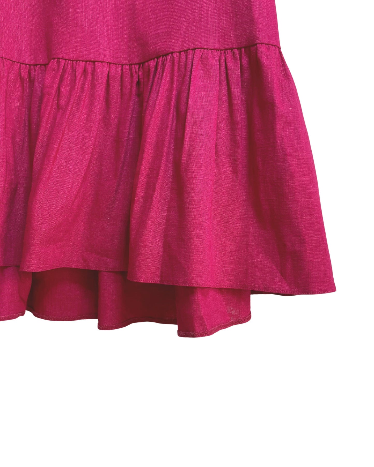 Paola Short Dress Linen | Fuchsia - Fluffy Feet 