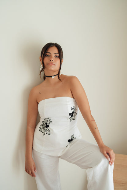 Malu Top - White Flowers