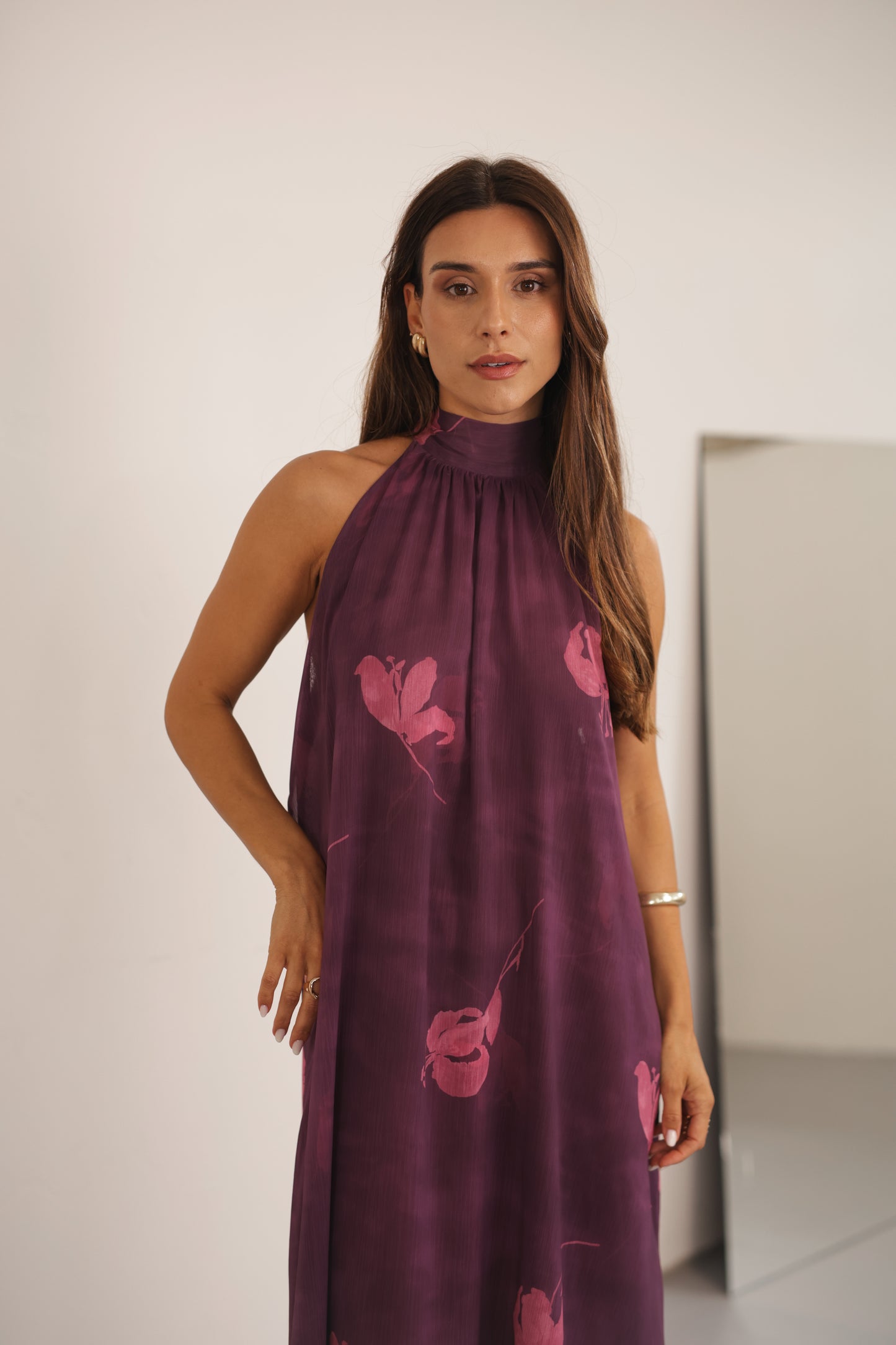 Liry Long Dress Princess Earrings Plum