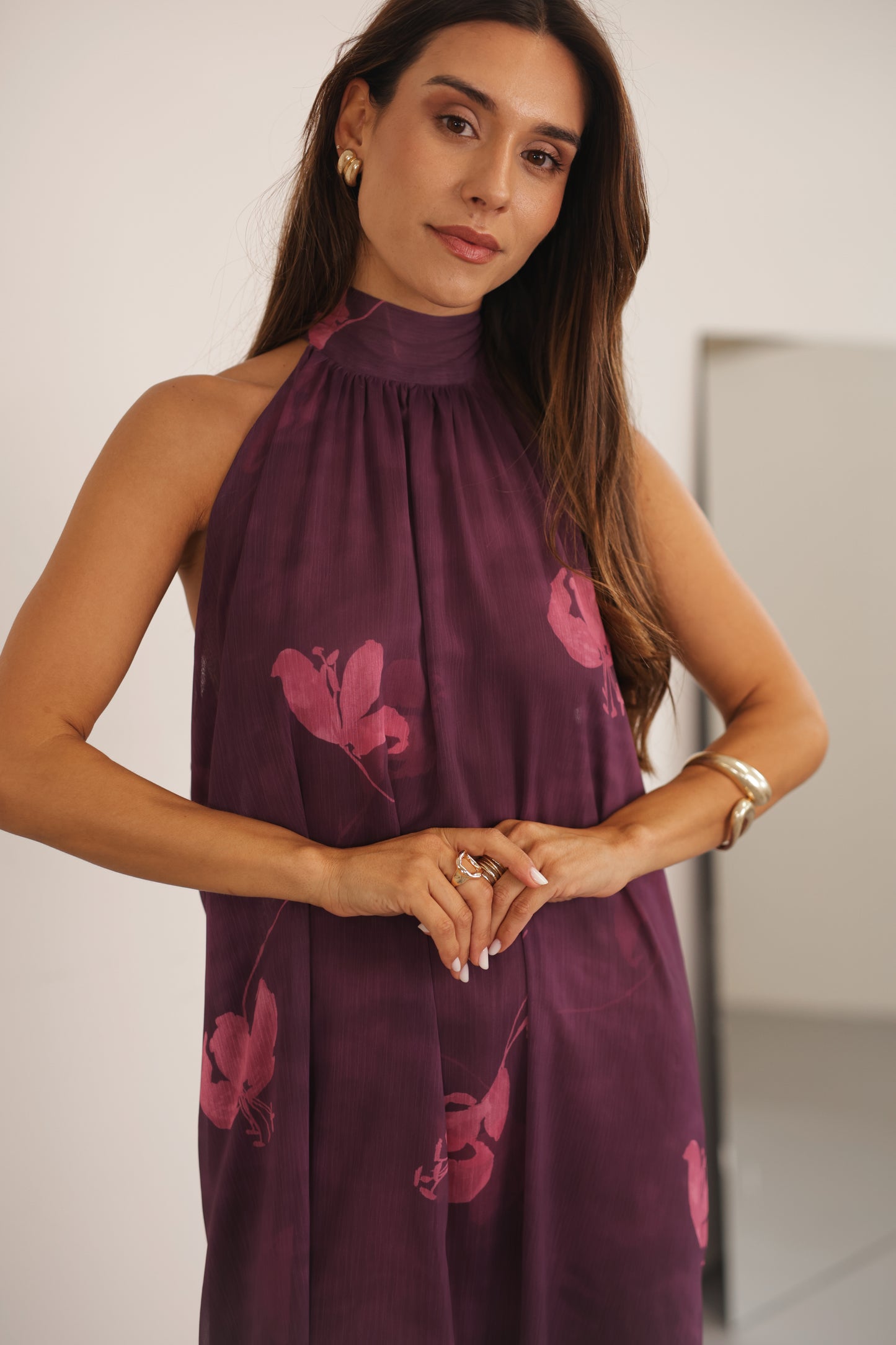 Liry Long Dress Princess Earrings Plum