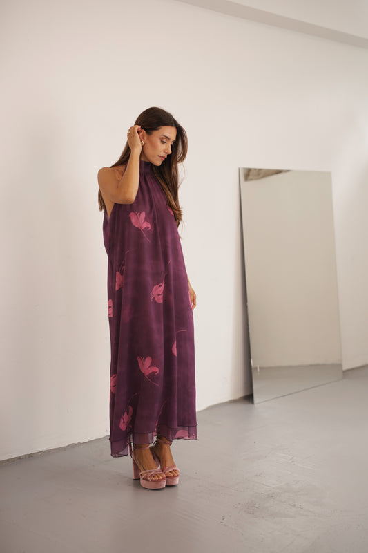 Liry Long Dress Princess Earrings Plum