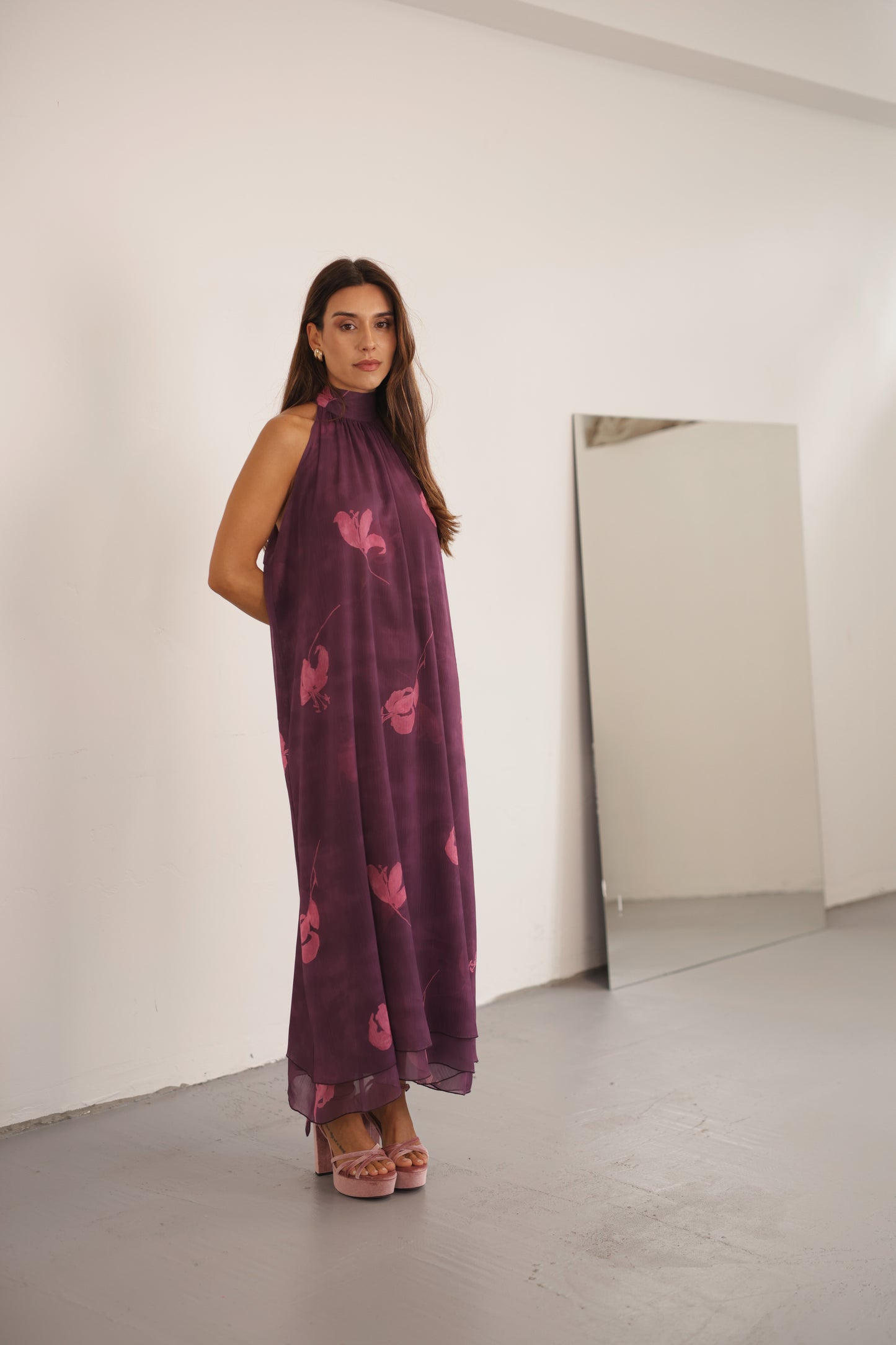 Liry Long Dress Princess Earrings Plum