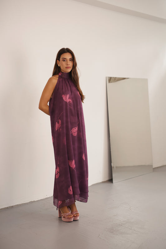 Liry Long Dress Princess Earrings Plum