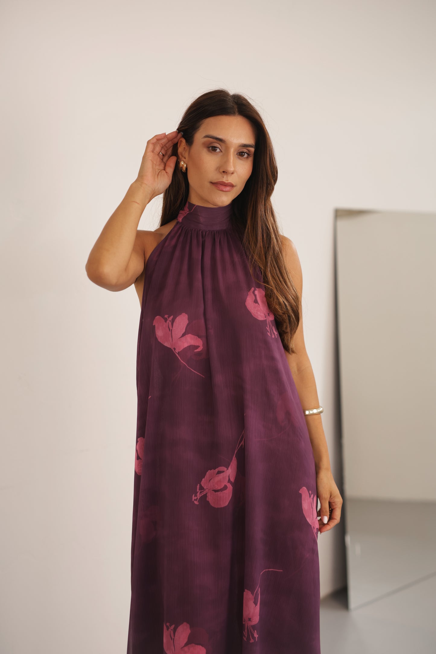 Liry Long Dress Princess Earrings Plum
