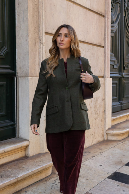 Louis Wool Blazer - Olive Green Plaid