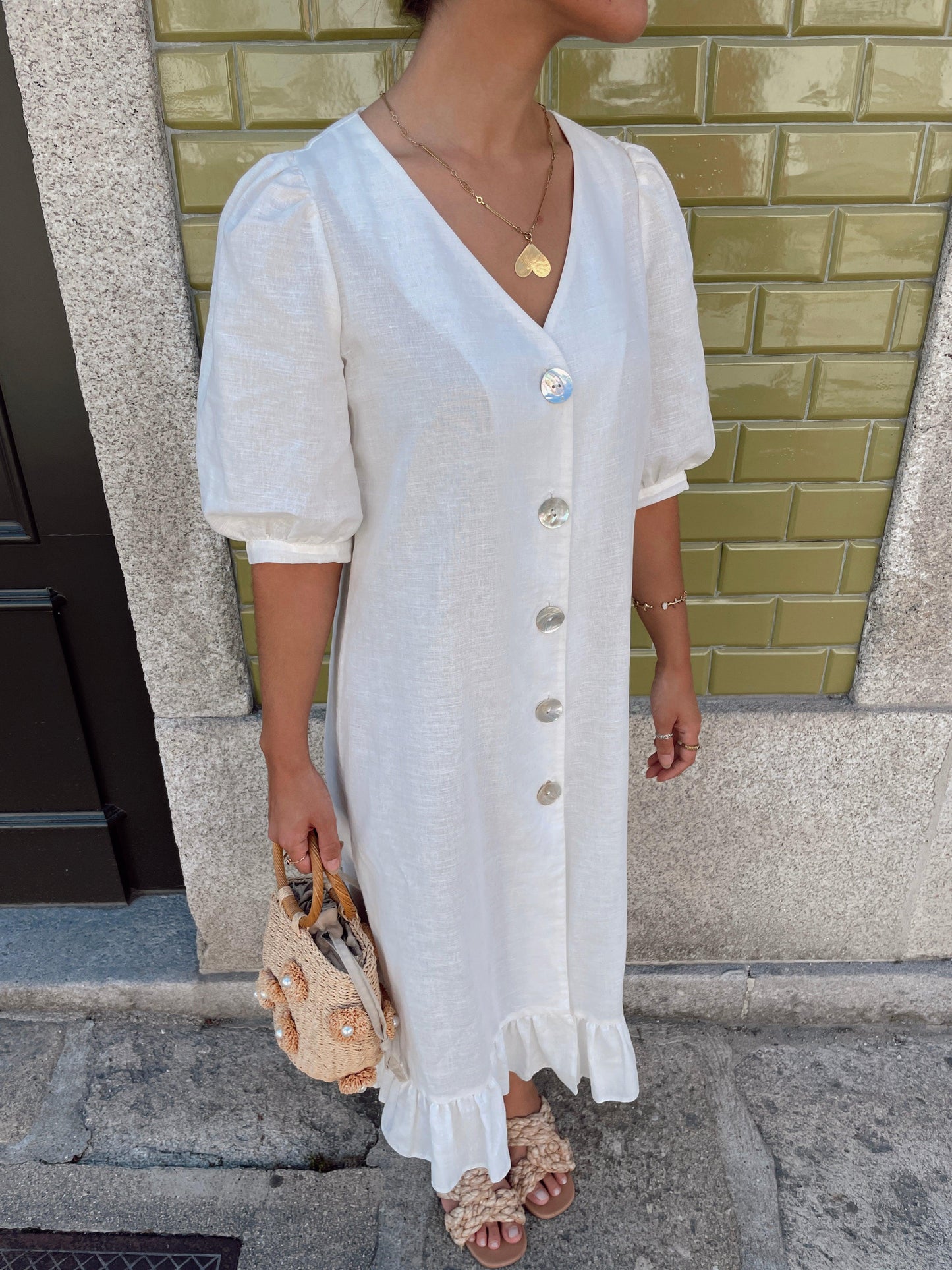 Dora Dress | White Linen
