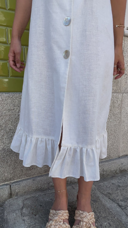 Dora Dress | White Linen