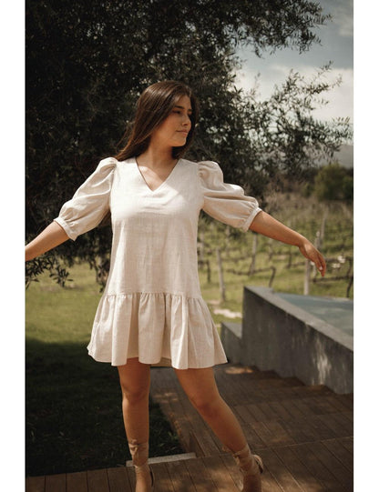 Paola Short Dress Linen | kiss